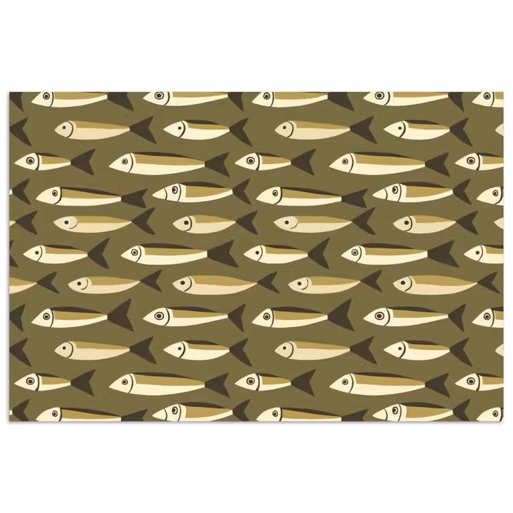 Vis - Patroon - Groen poster papier klein 62 -3d