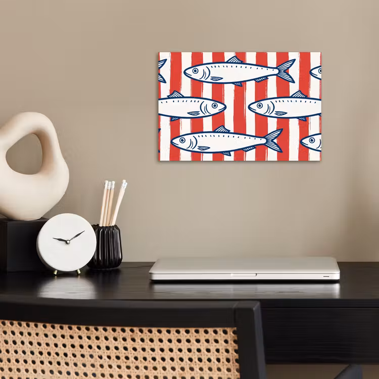 Vis - Patroon - Strepen - Illustratie - Rood poster papier klein -sfeer1