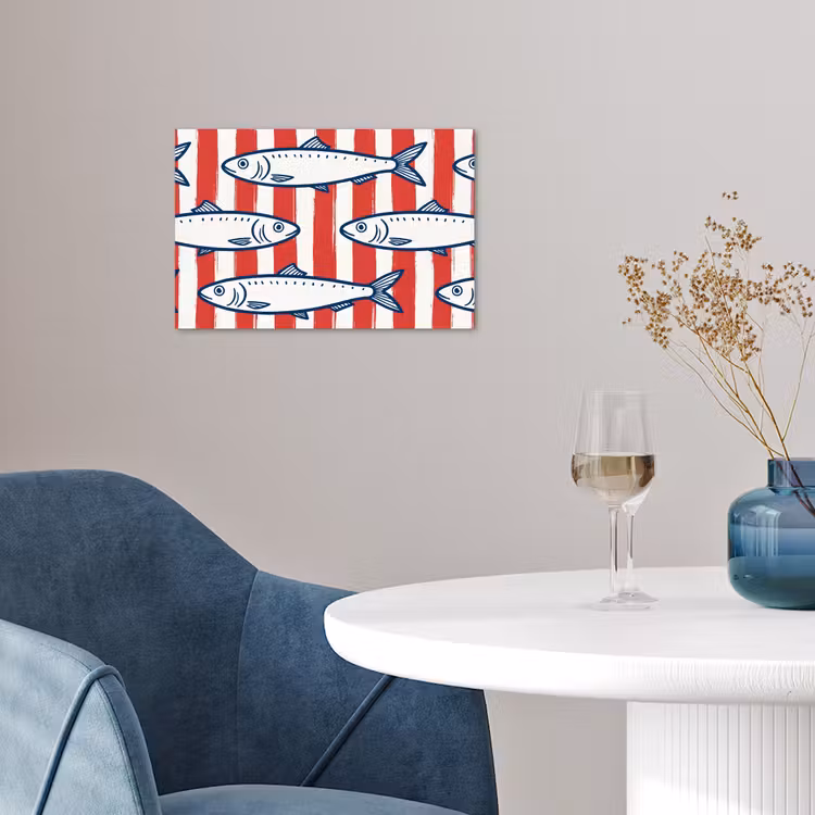 Vis - Patroon - Strepen - Illustratie - Rood poster papier klein -sfeer3