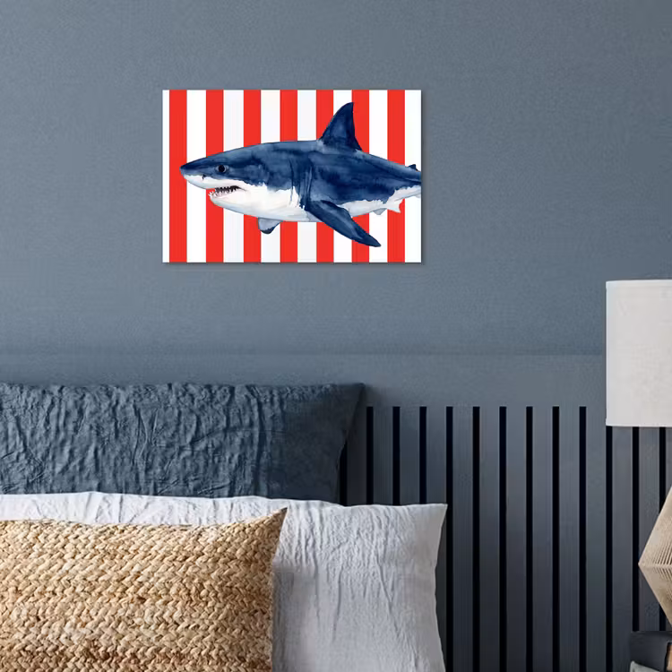 Vis - Haai - Zee - Illustratie - Blauw poster papier klein -sfeer2