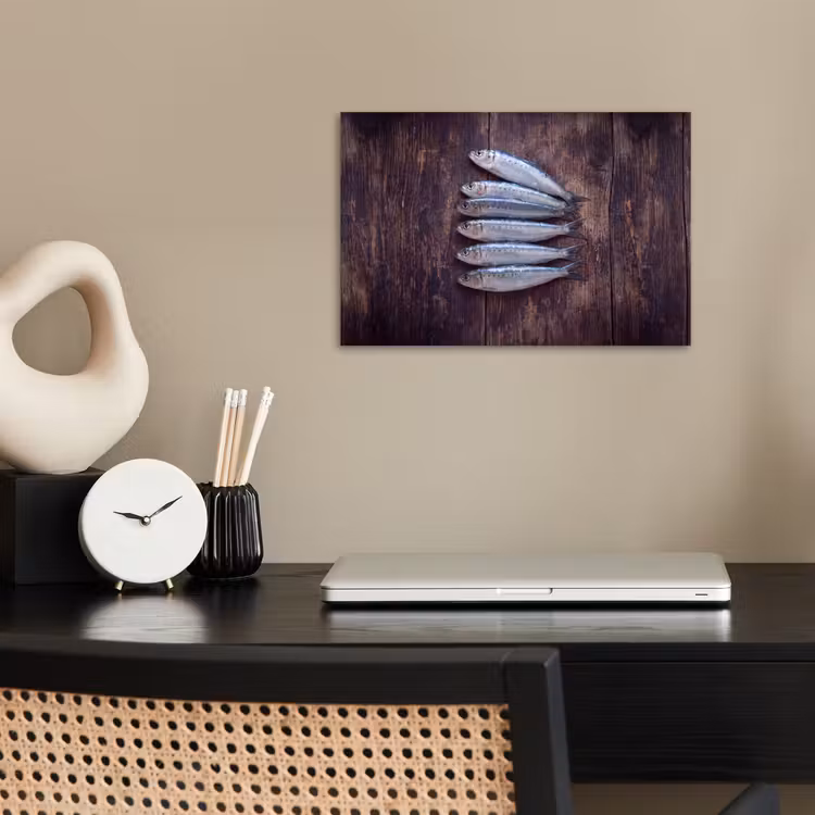 Poster - Fish - Wood - Food - Vis - Hout - Eten poster papier klein