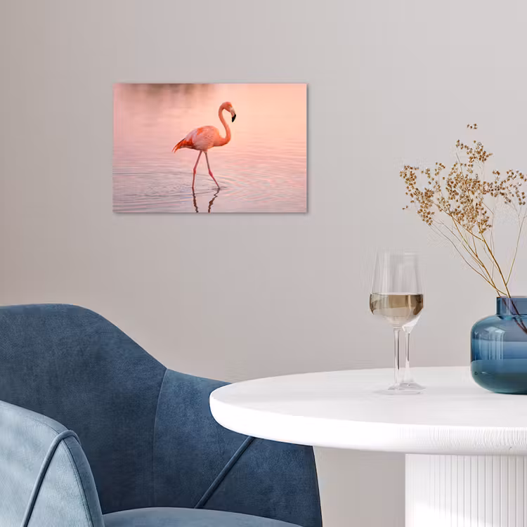 Flamingo - Water - Roze poster papier klein -sfeer3
