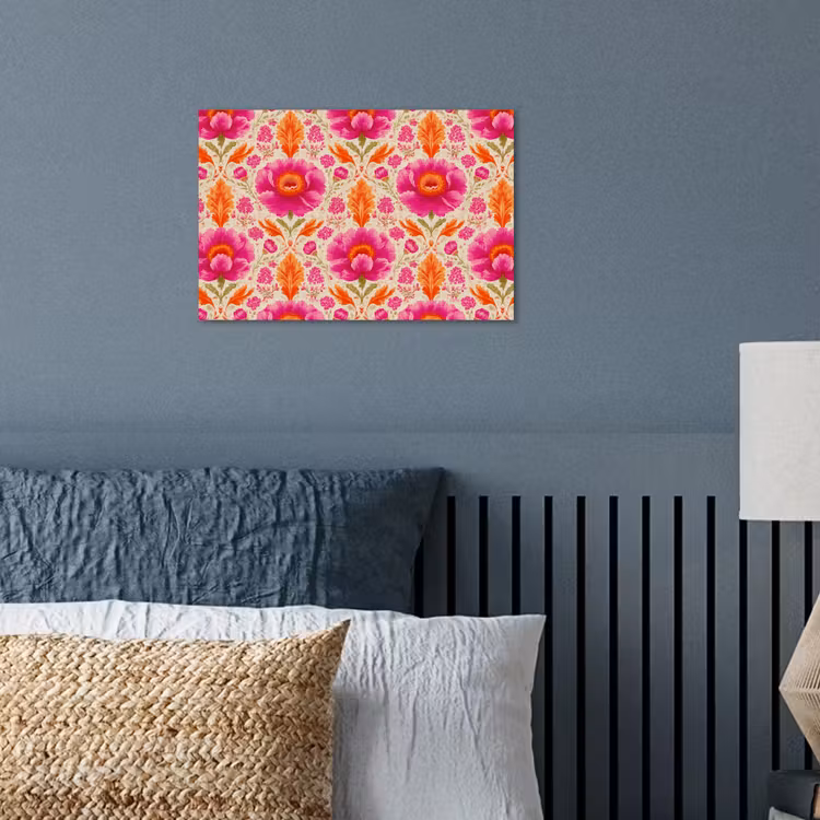 Bloemen - Barok - Roze - Oranje poster papier klein 62 -sfeer2