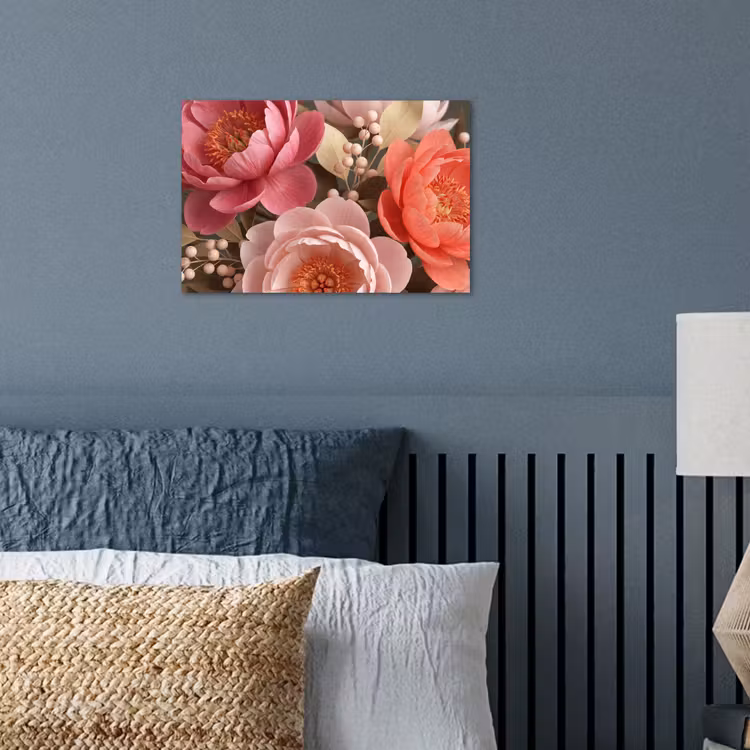 Bloemen - Bloesem - Zacht - Koraal - Decoratie poster papier klein -sfeer2
