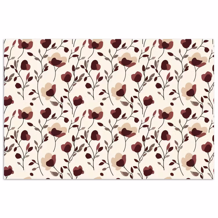 Bloemen - Botanisch - Bordeaux poster papier klein 62 -3d