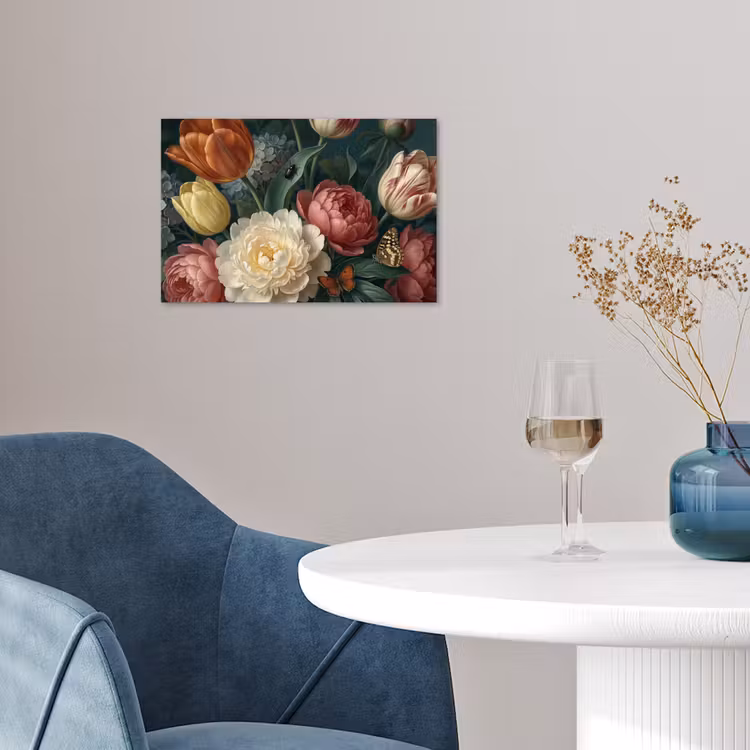 Bloemen - Boeket - Natuur - Klassiek - Donker poster papier klein -sfeer3