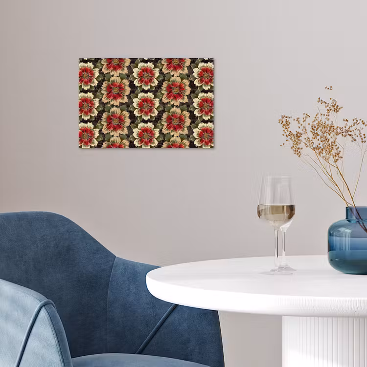 Bloemen - Klassiek - Patroon - Rood poster papier klein 62 -sfeer3