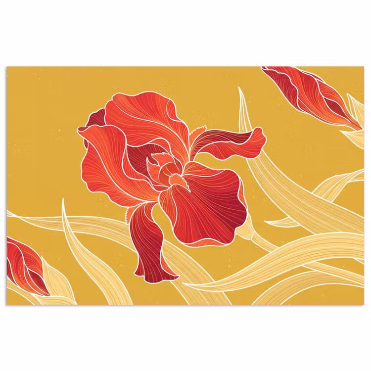 Poster - Flowers - Illustration - Red - Bloemen - Illustratie - Rood poster papier klein