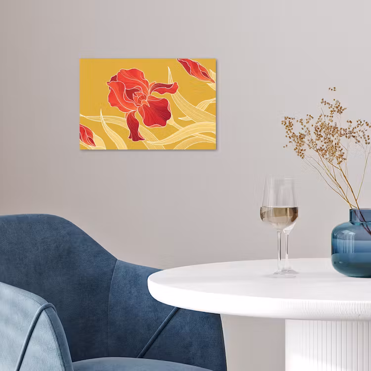 Poster - Flowers - Illustration - Red - Bloemen - Illustratie - Rood poster papier klein