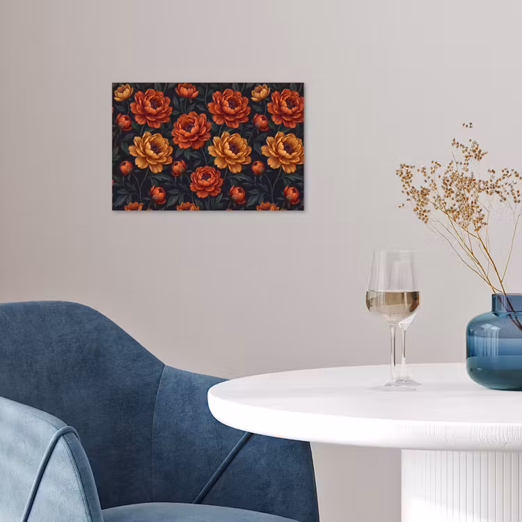 Bloemen - Bladeren - Natuur - Modern - Oranje poster papier klein -sfeer3