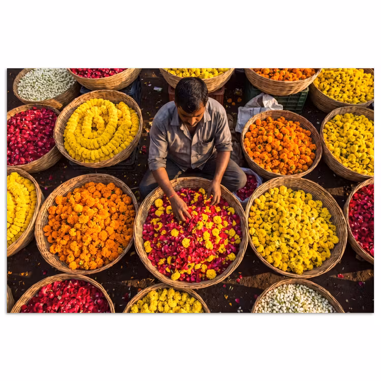 Poster - Flowers - Market - Colorful - Bloemen - Markt - Kleurrijk poster papier klein