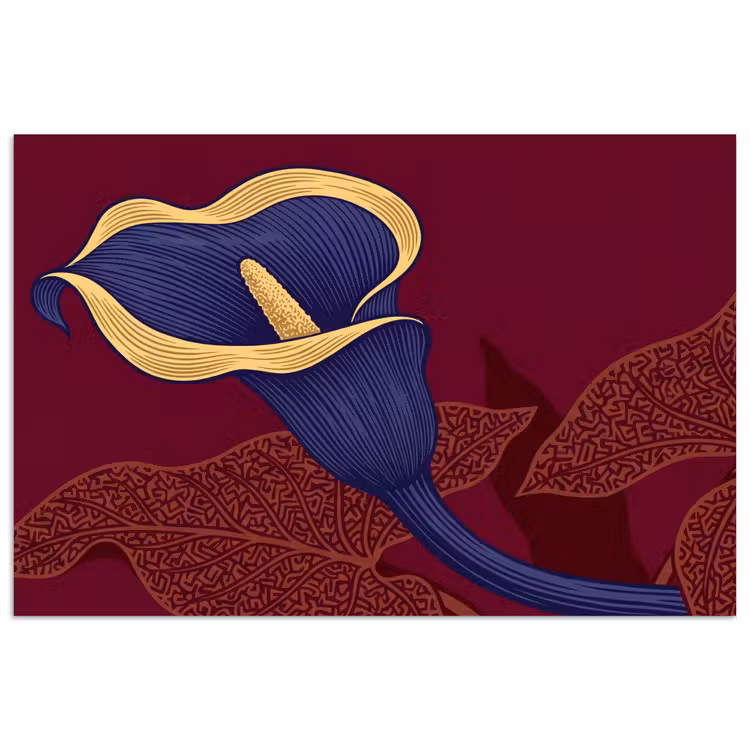 Poster - Flowers - Modern - Purple - Bloemen - Modern - Paars poster papier klein