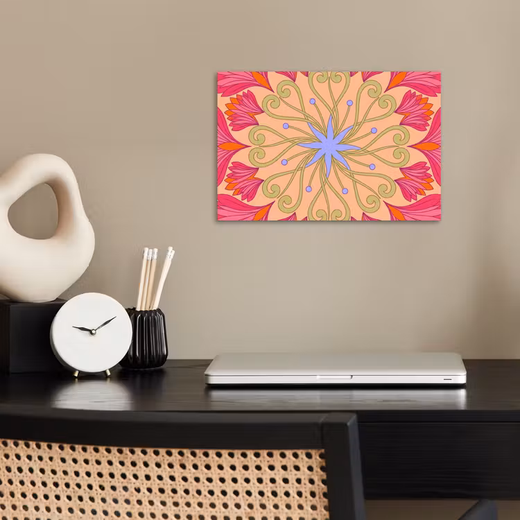 Bloemen - Patroon - Abstract - Roze - Decoratief poster papier klein -sfeer1