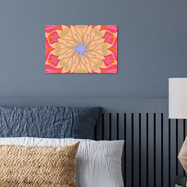 Bloemen - Patroon - Abstract - Roze - Decoratief poster papier klein -sfeer2