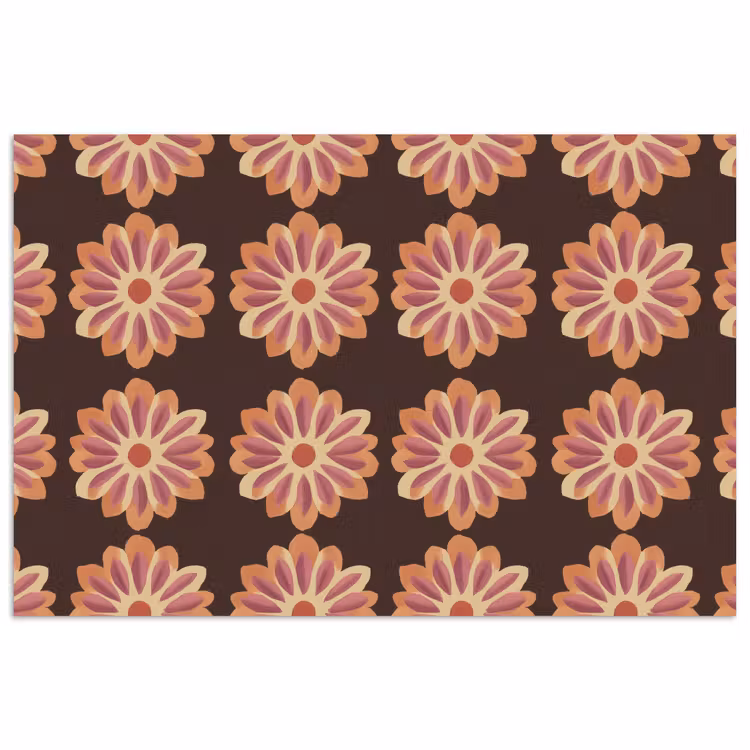 Bloemen - Patroon - Bruin poster papier klein 62 -3d