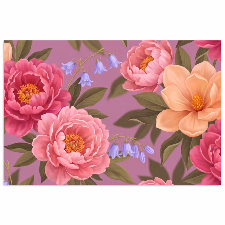 Bloemen - Patroon - Illustratie - Roze poster papier klein -3d