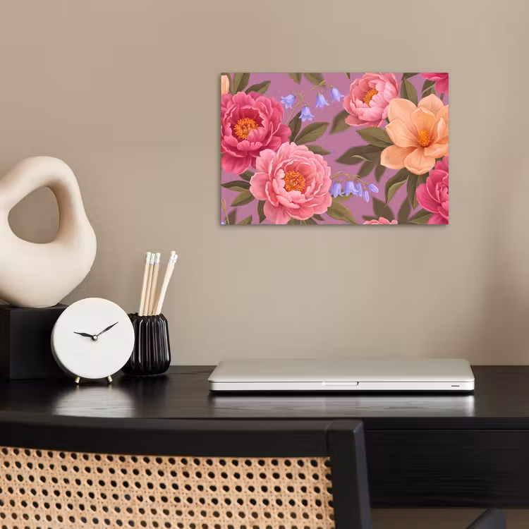 Bloemen - Patroon - Illustratie - Roze poster papier klein -sfeer1
