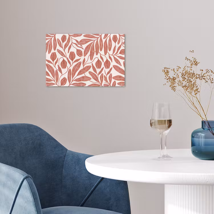Bloemen - Patroon - Modern - Natuur - Bruin poster papier klein -sfeer3