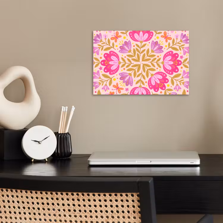 Bloemen - Patroon - Natuur - Abstract - Roze poster papier klein -sfeer1