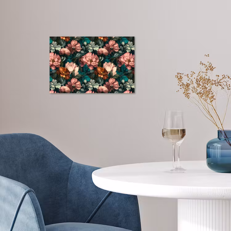 Bloemen - Schilderachtig - Patroon - Roze poster papier klein 62 -sfeer3