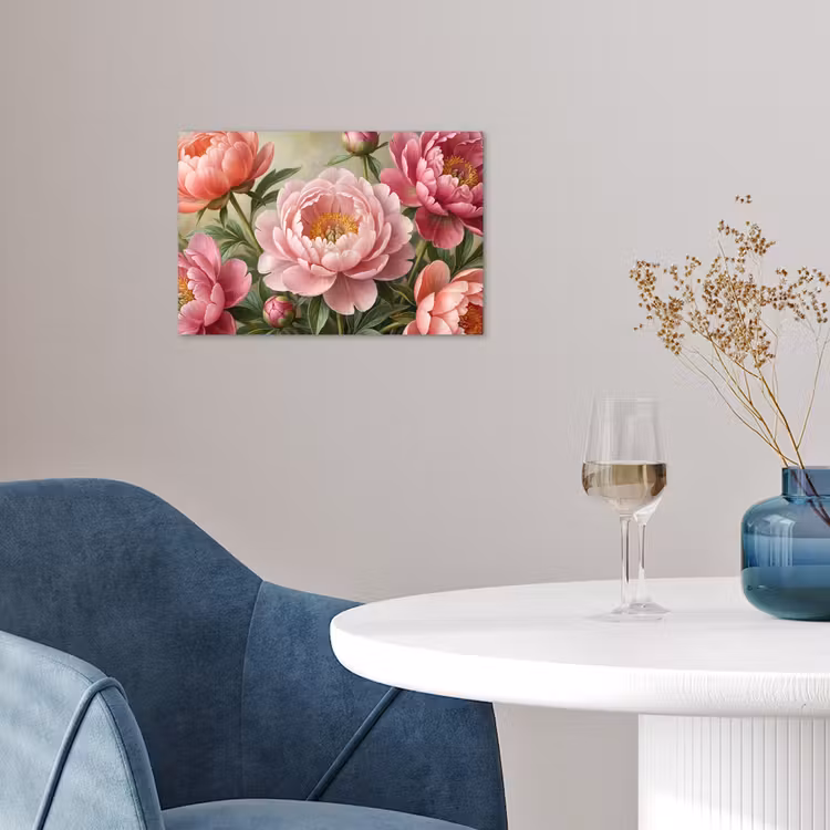Bloemen - Roze - Klassiek - Gedetailleerd - Natuur poster papier klein -sfeer3