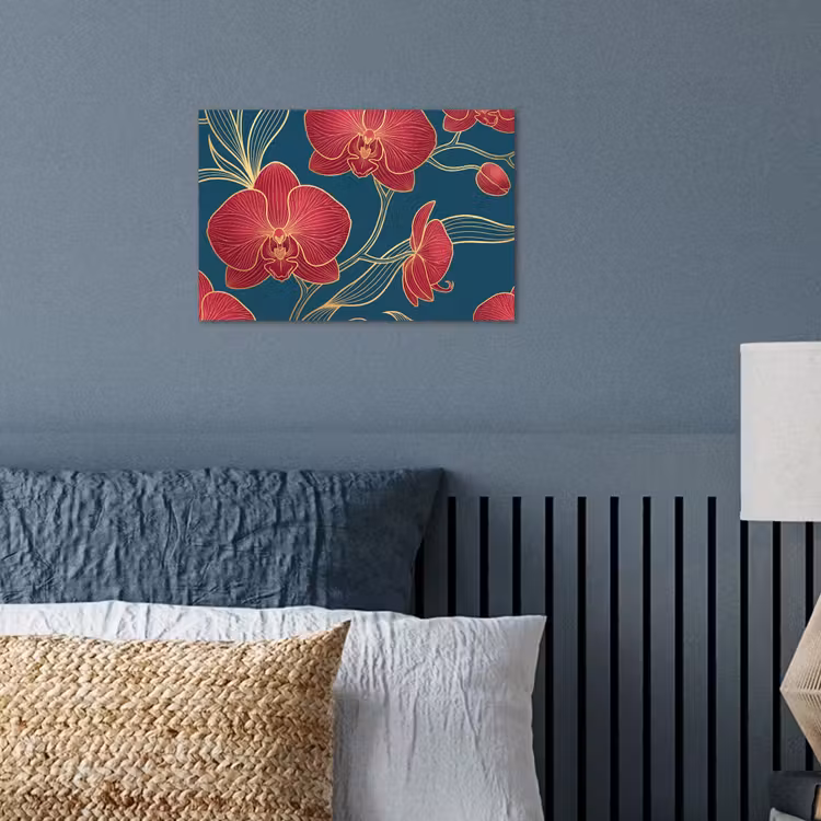 Poster - Flowers - Red - Gold - Bloemen - Rood - Goud poster papier klein