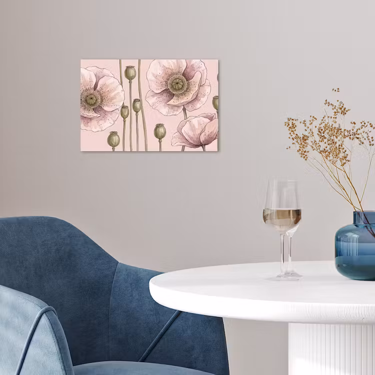 Bloemen - Zomer - Natuur - Aquarel - Roze poster papier klein -sfeer3