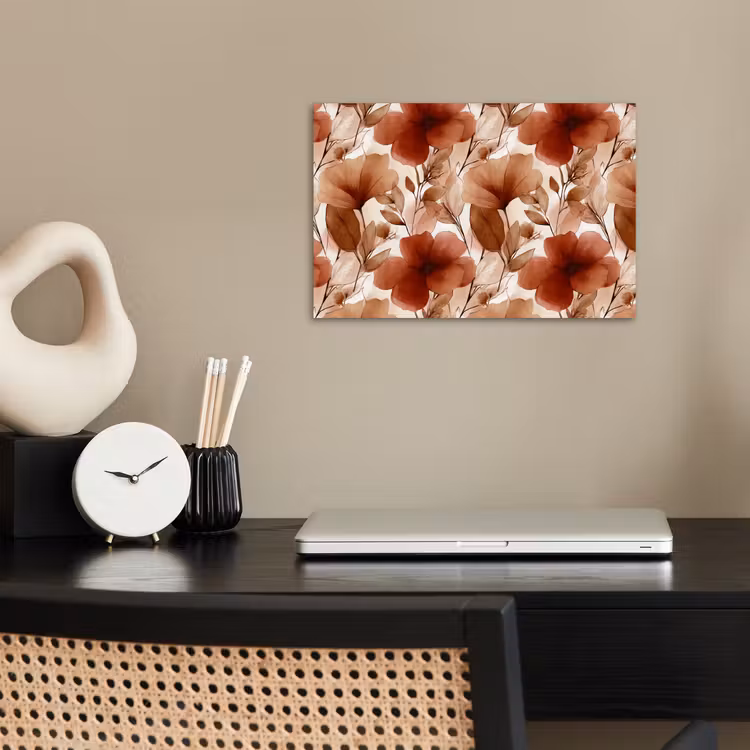 Bloemen - Aquarel - Botanisch - Terracotta poster papier klein 62 -sfeer1