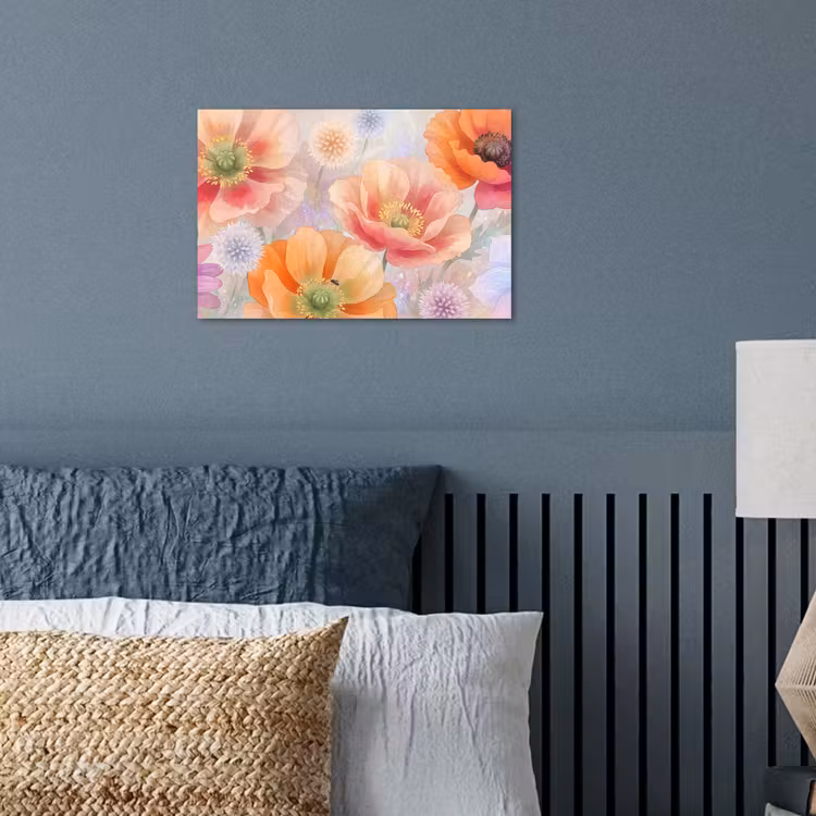 Bloemen - Aquarel - Natuur - Modern - Kleurrijk poster papier klein -sfeer2