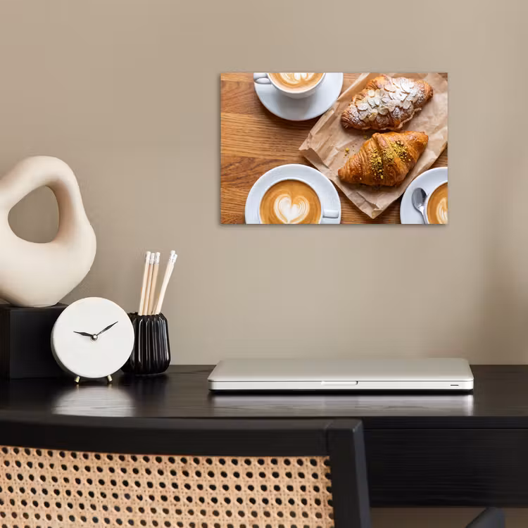 Eten - Croissant - Koffie - Ontbijt - Modern poster papier klein -sfeer1