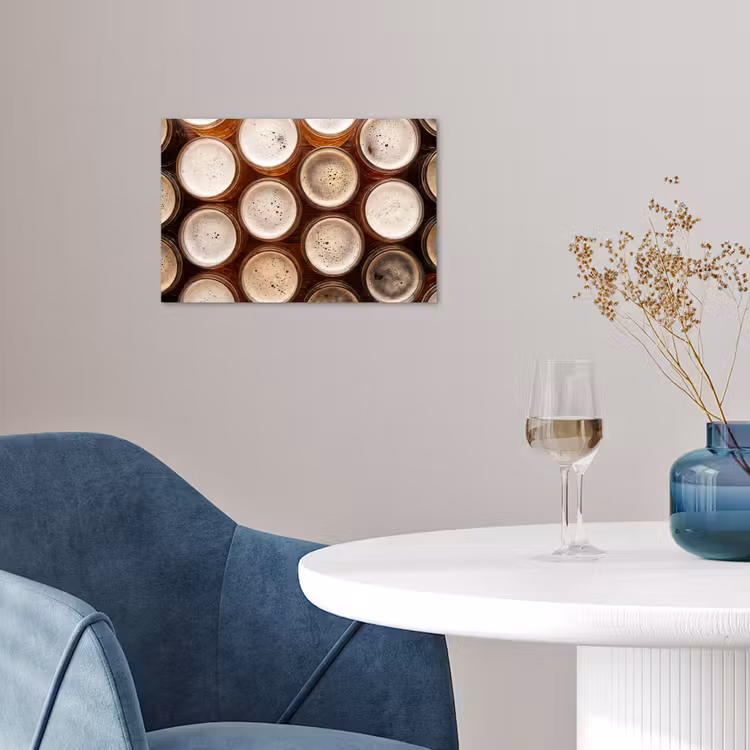 Eten - Glazen - Drank - Patroon - Bruin poster papier klein -sfeer3