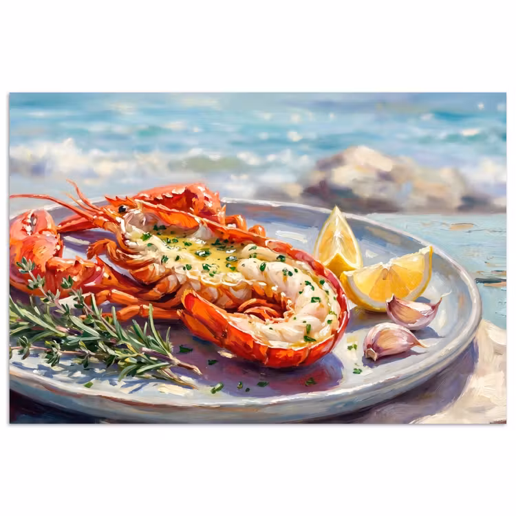 Eten - Zee - Kust - Modern - Blauw poster papier klein -3d