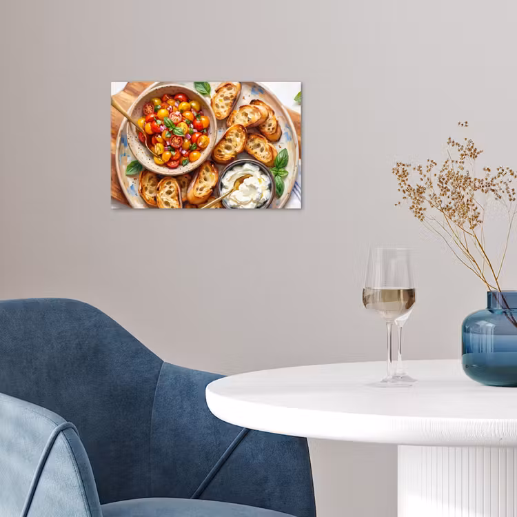 Eten - Tomaat - Brood - Kleurrijk - Keuken poster papier klein -sfeer3