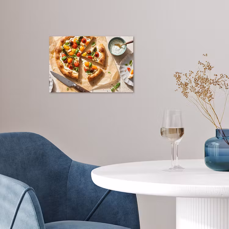 Eten - Tomaten - Basilicum - Maaltijd - Vers poster papier klein -sfeer3