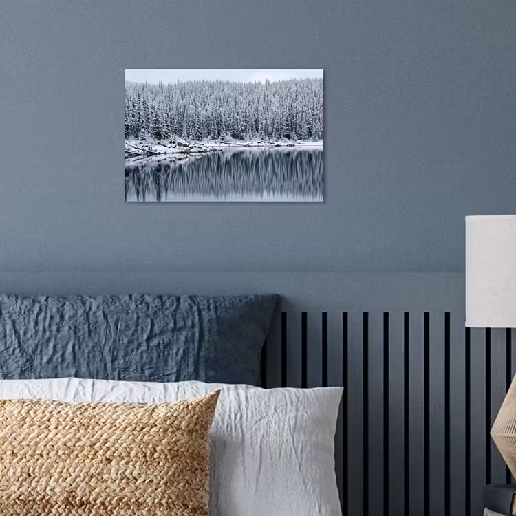 Bos - Reflectie - Meer - Winter - Serene poster papier klein -sfeer2
