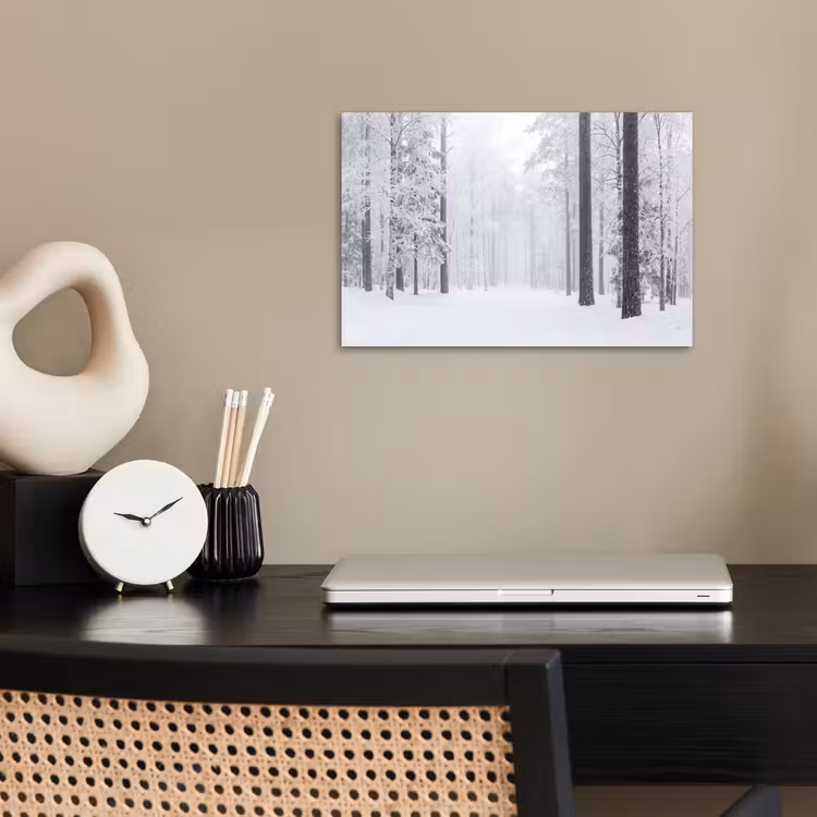 Bos - Sneeuw - Pad - Winter - Stilte poster papier klein -sfeer1