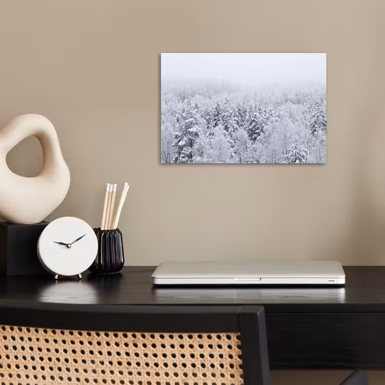 Bos - Sneeuw - Winter - Natuur - Wit poster papier klein -sfeer1