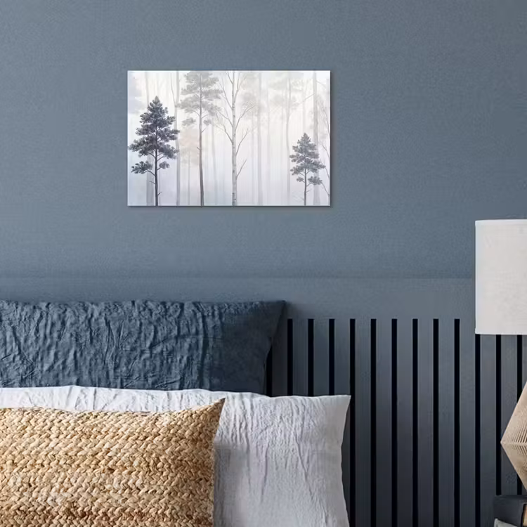 Bos - Bomen - Mist - Natuur - Illustratie - Grijs poster papier klein -sfeer2