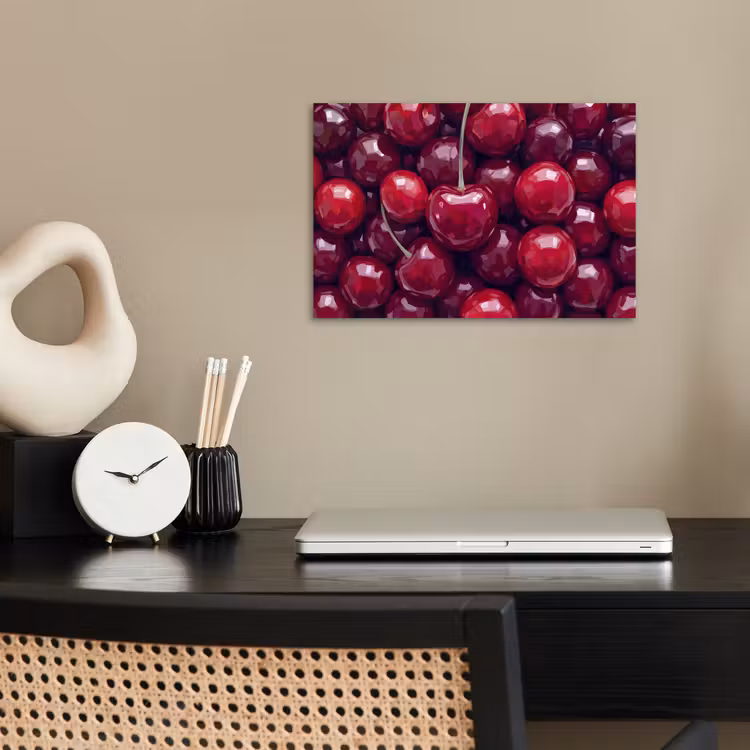 Fruit - Kersen - Eten - Modern - Rood poster papier klein -sfeer1