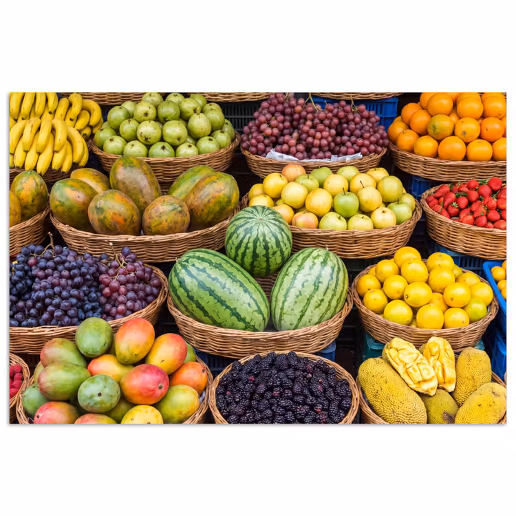 Poster - Fruit - Market - Colorful - Fruit - Markt - Kleurrijk poster papier klein