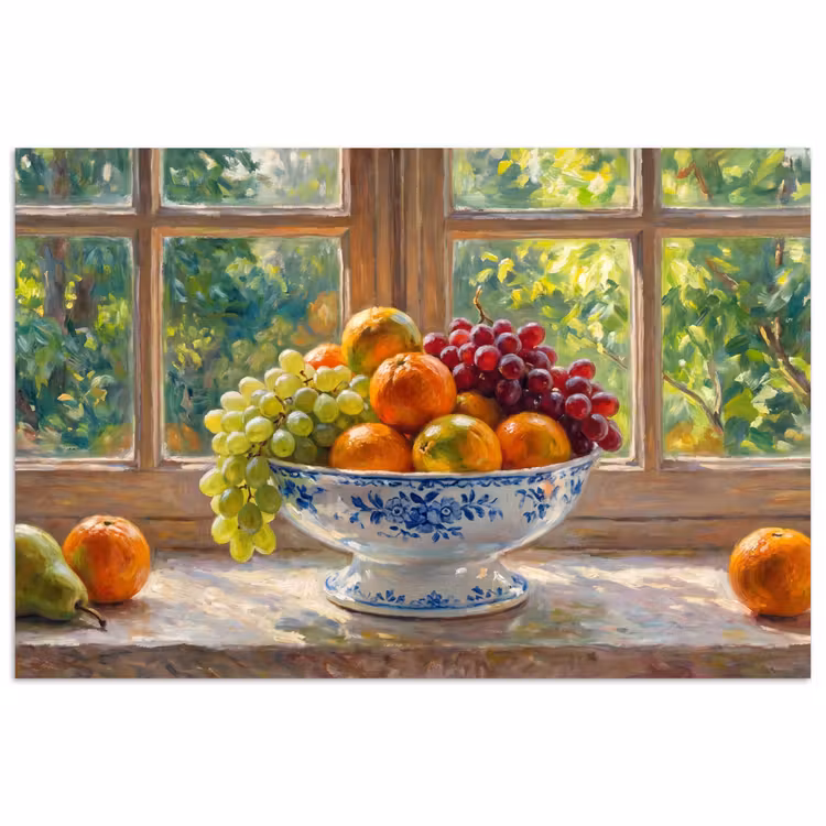 Poster - Fruit - Windowsill - Nature - Fruit - Vensterbank - Natuur poster papier klein