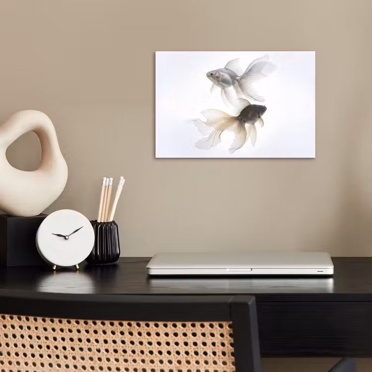 Goudvissen - Modern - Wit poster papier klein -sfeer1
