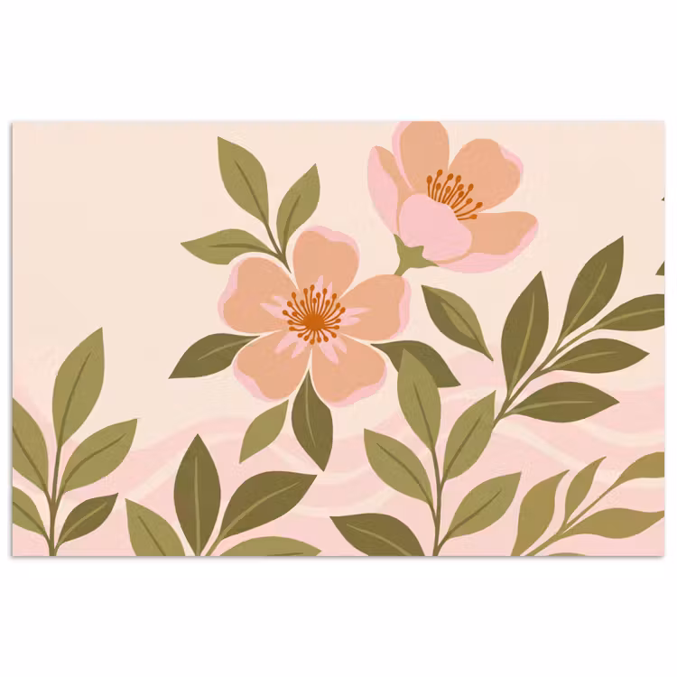 Grafisch - Bloemen - Roze poster papier klein -3d