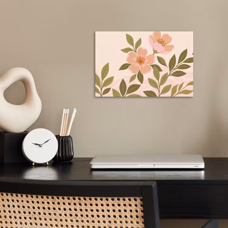 Grafisch - Bloemen - Roze poster papier klein -sfeer1
