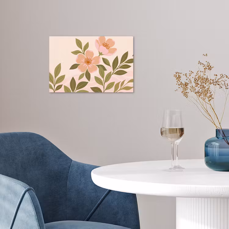 Grafisch - Bloemen - Roze poster papier klein -sfeer3