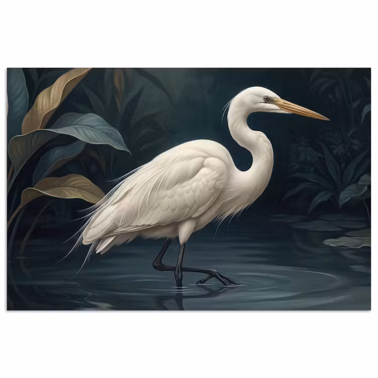 Reiger - Water - Natuur - Modern - Wit poster papier klein -3d