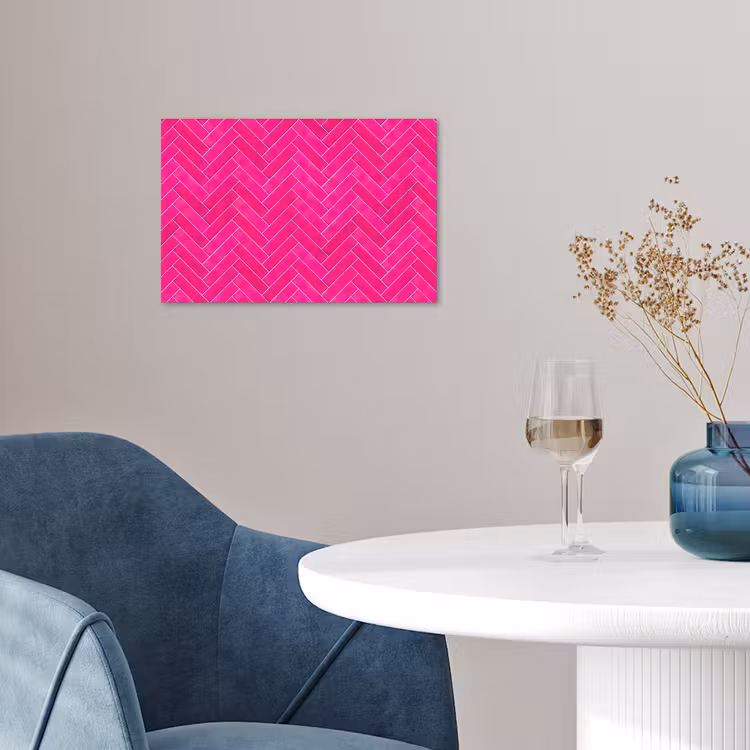 Visgraat - Wandtegel - Fuchsia - Roze poster papier klein 62 -sfeer3