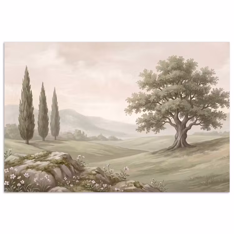 Heuvellandschap - Bomen - Natuur - Groen poster papier klein -3d