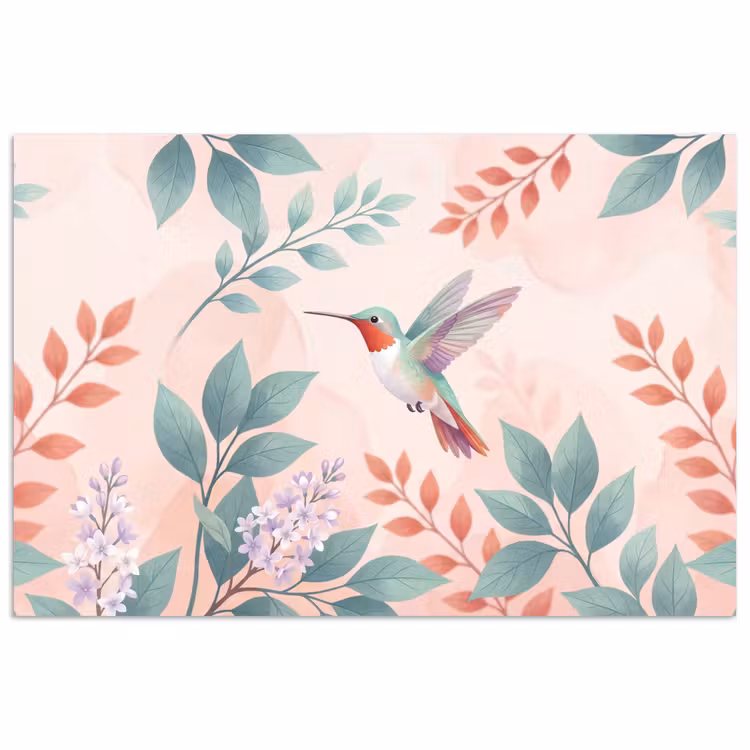 Kolibrie - Vliegen - Natuur - Illustratie - Kleurrijk poster papier klein -3d