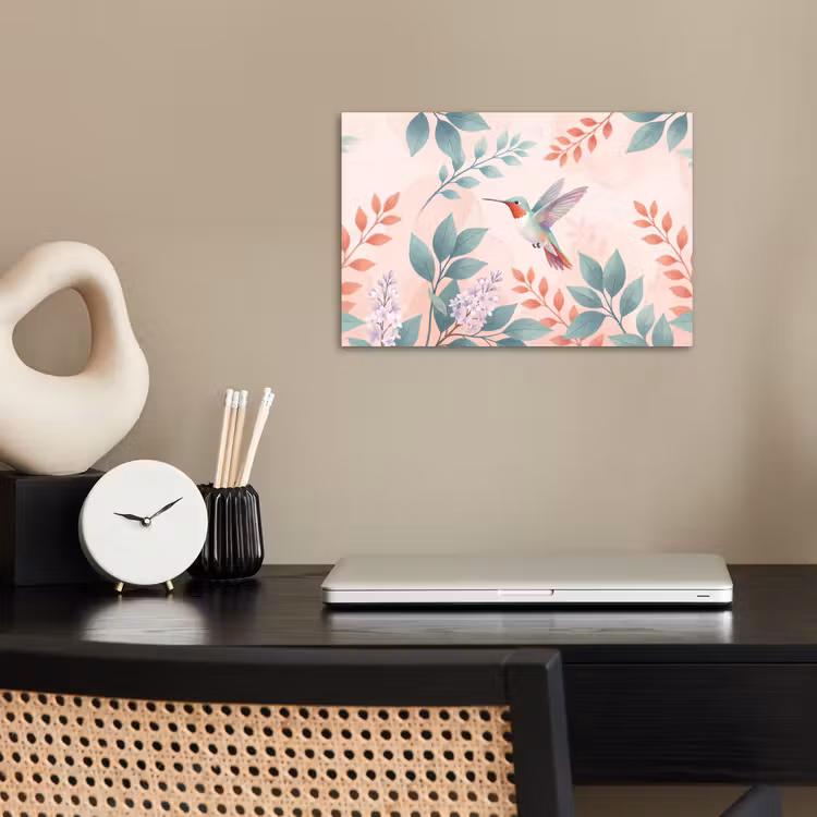 Kolibrie - Vliegen - Natuur - Illustratie - Kleurrijk poster papier klein -sfeer1